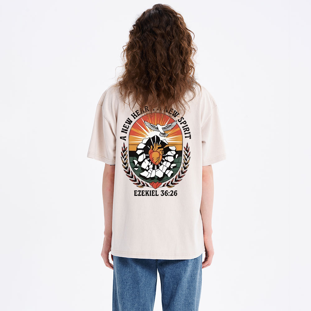 A New Heart A New Spirit Christian Washed T-Shirt