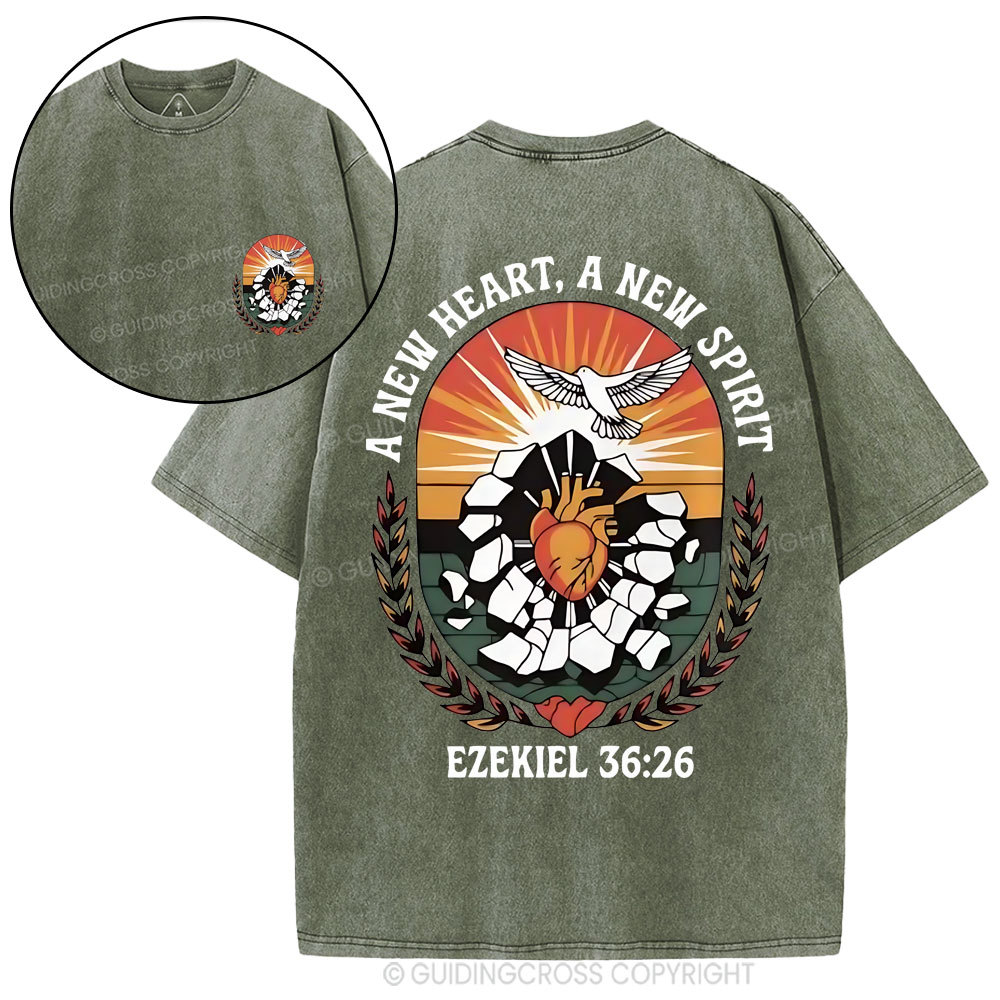 A New Heart A New Spirit Christian Washed T-Shirt