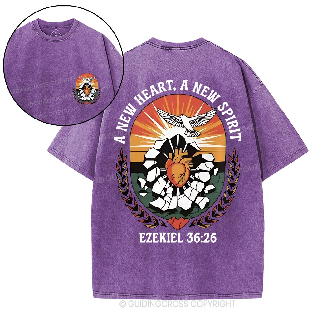 A New Heart A New Spirit Christian Washed T-Shirt