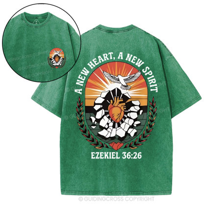 A New Heart A New Spirit Christian Washed T-Shirt