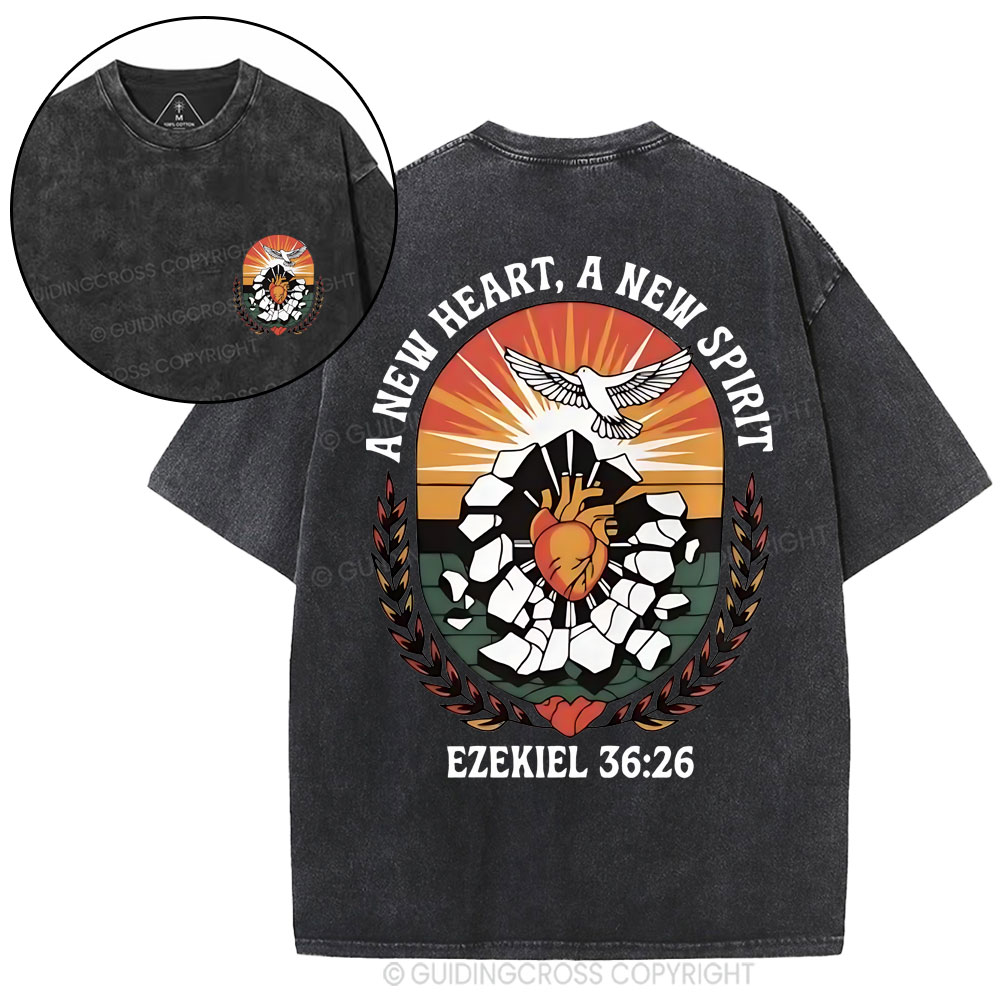 A New Heart A New Spirit Christian Washed T-Shirt