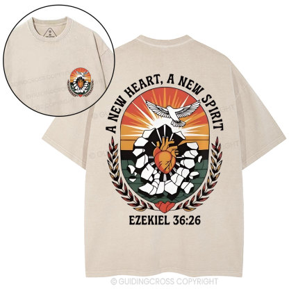A New Heart A New Spirit Christian Washed T-Shirt