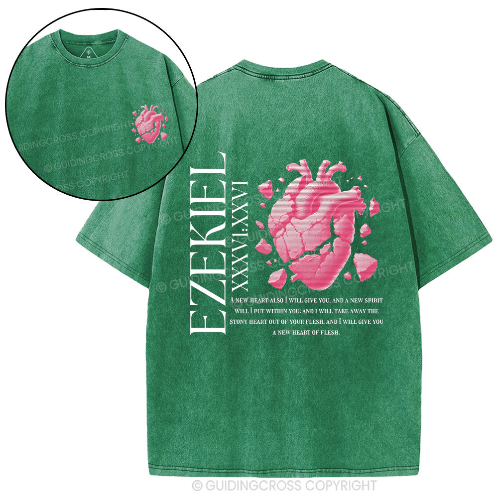 A New Heart Also I Will Give You Christian Washed T-Shirt