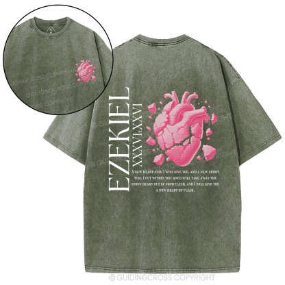 A New Heart Also I Will Give You Christian Washed T-Shirt