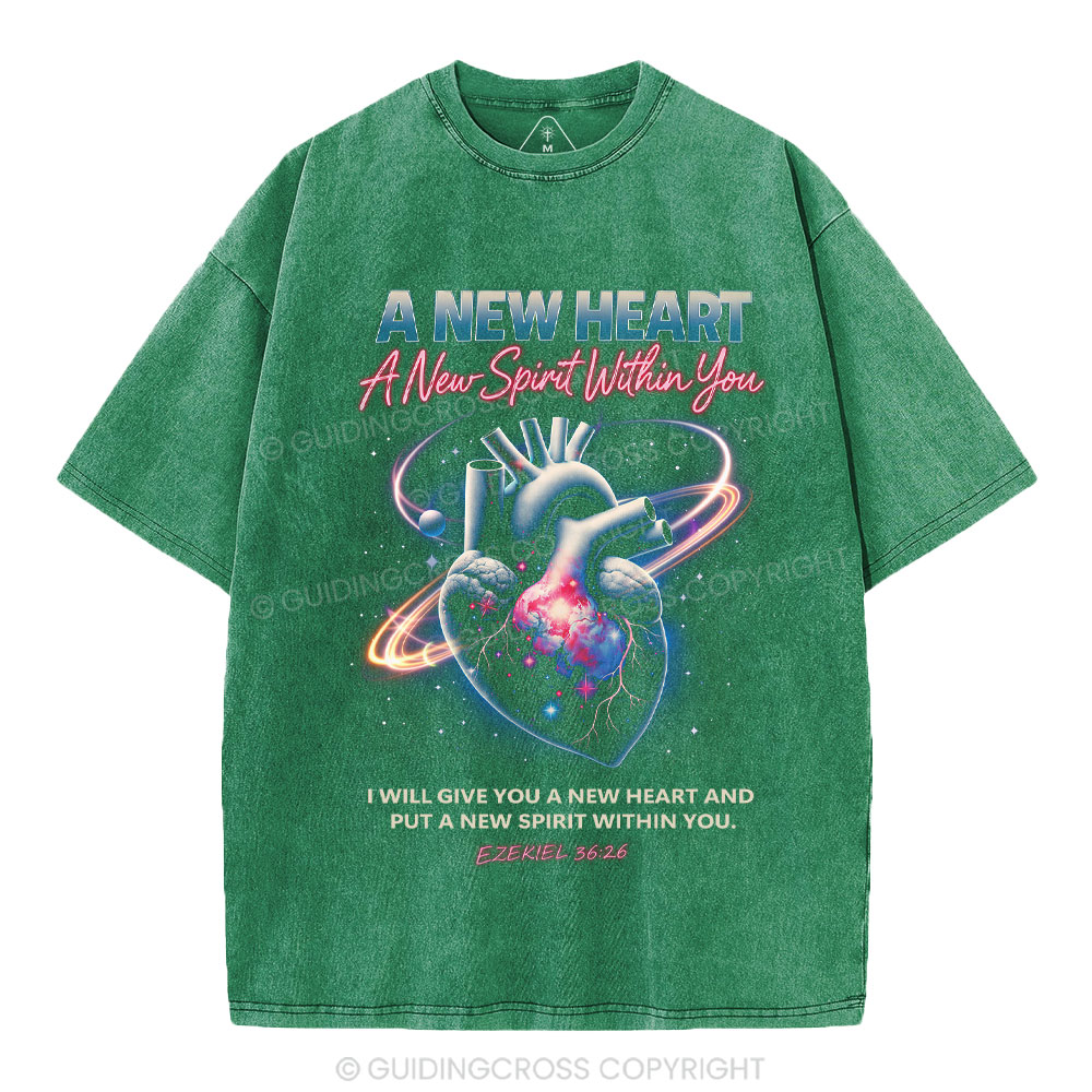 A New Spirit Within You Christian Washed T-Shirt
