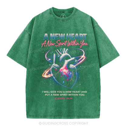 A New Spirit Within You Christian Washed T-Shirt