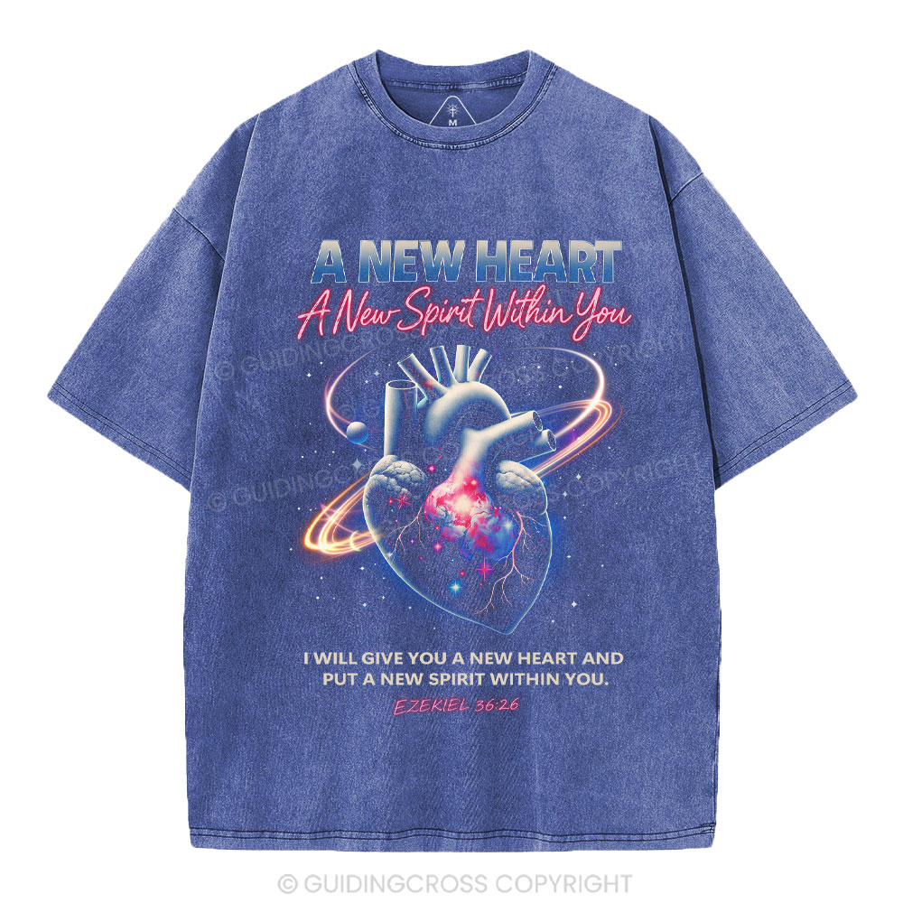 A New Spirit Within You Christian Washed T-Shirt