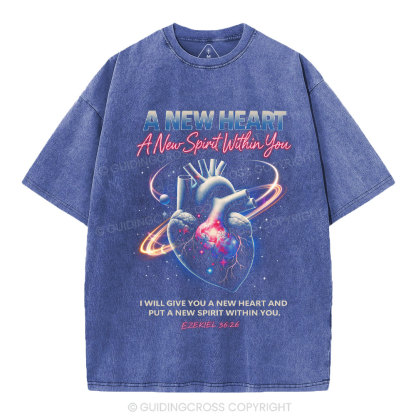 A New Spirit Within You Christian Washed T-Shirt