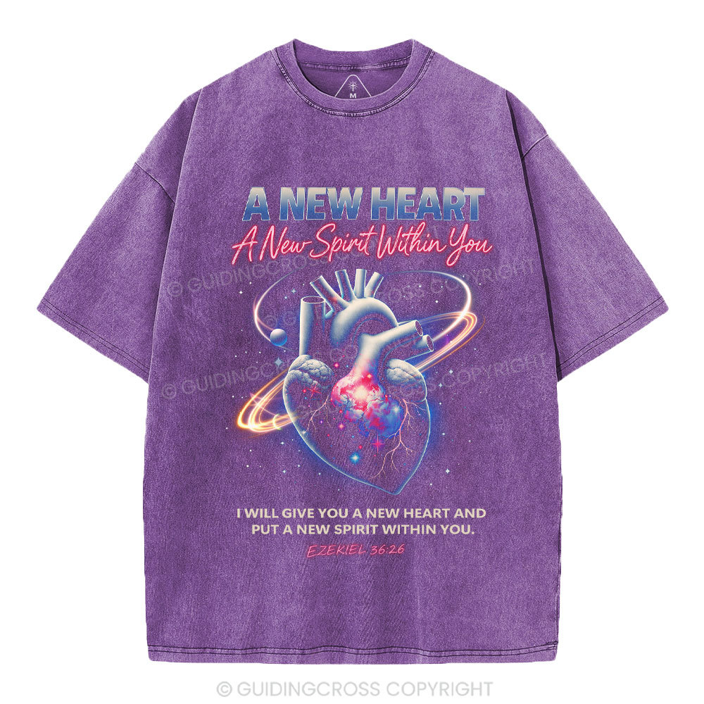 A New Spirit Within You Christian Washed T-Shirt