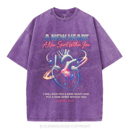 A New Spirit Within You Christian Washed T-Shirt