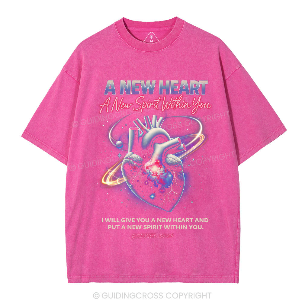 A New Spirit Within You Christian Washed T-Shirt