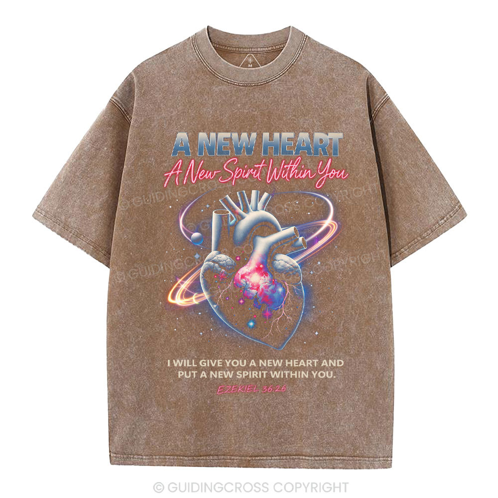 A New Spirit Within You Christian Washed T-Shirt