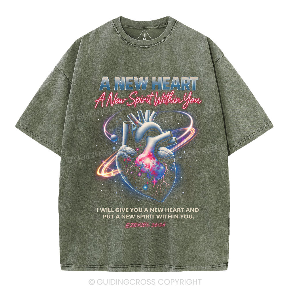 A New Spirit Within You Christian Washed T-Shirt
