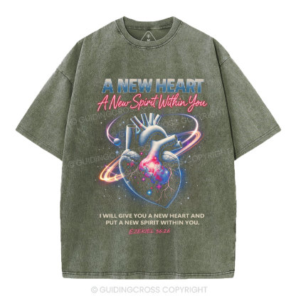 A New Spirit Within You Christian Washed T-Shirt