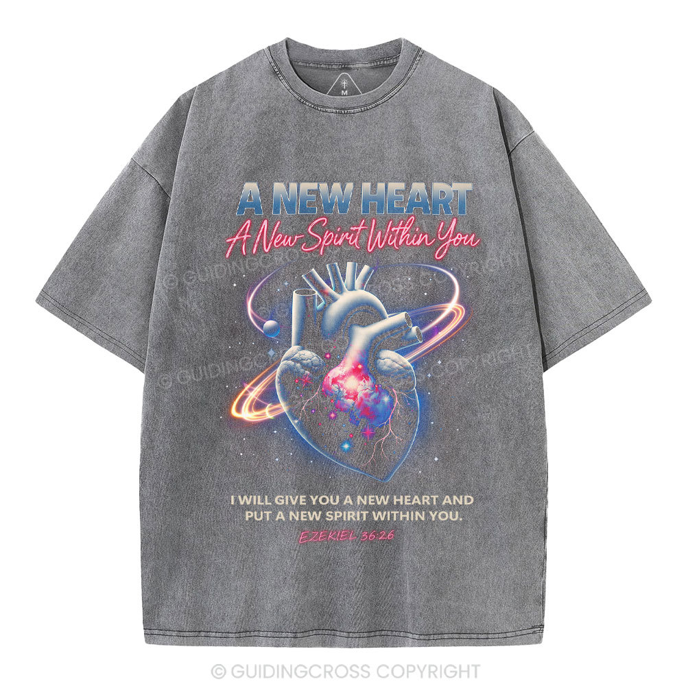 A New Spirit Within You Christian Washed T-Shirt