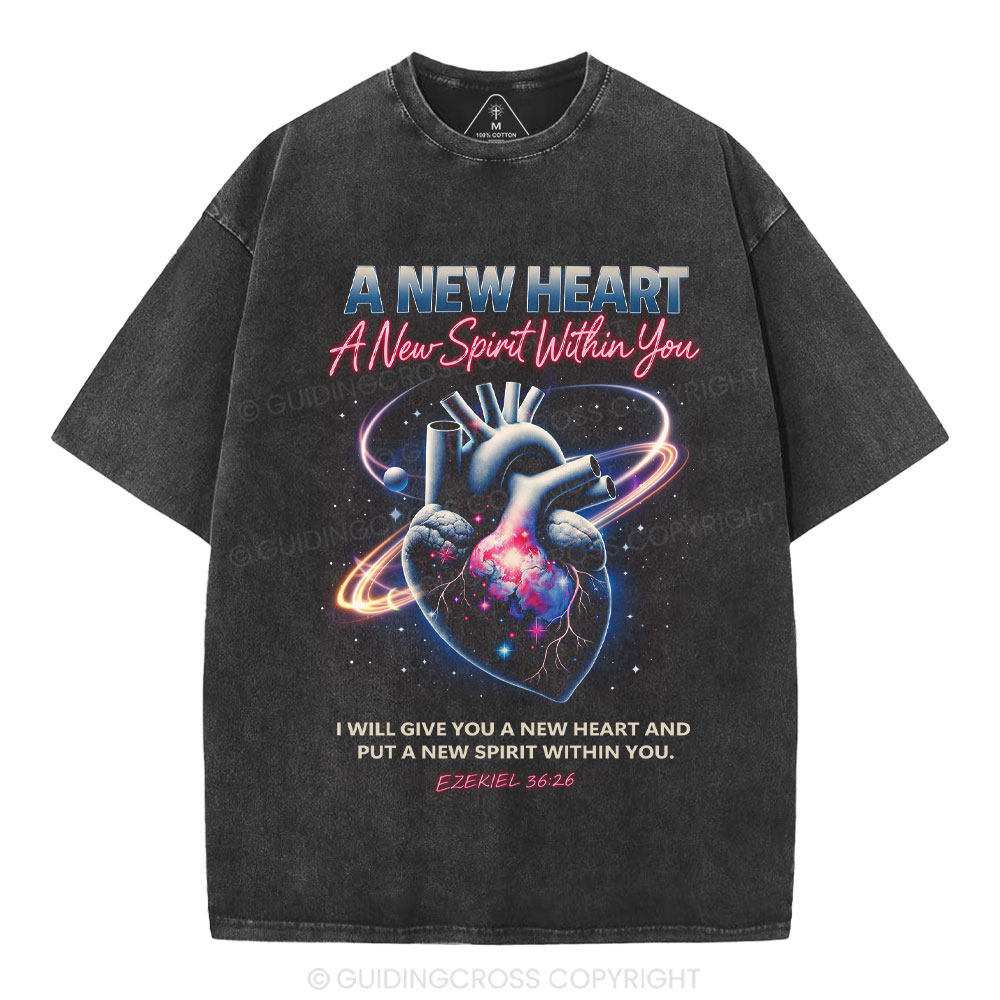 A New Spirit Within You Christian Washed T-Shirt
