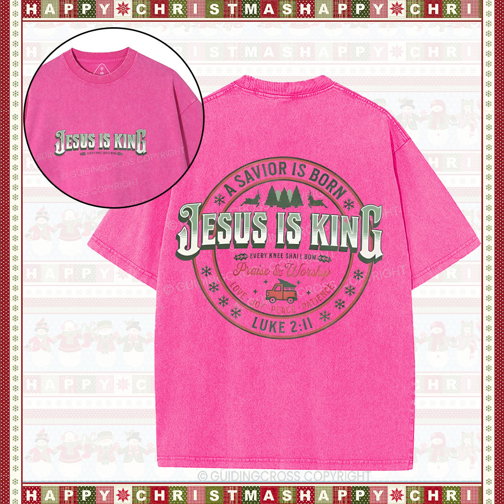 A Savior Is Born Christian Christmas Washed T-Shirt