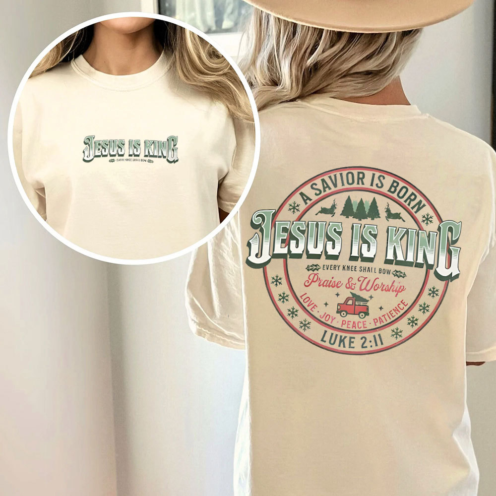 A Savior Is Born Christian Christmas Washed T-Shirt