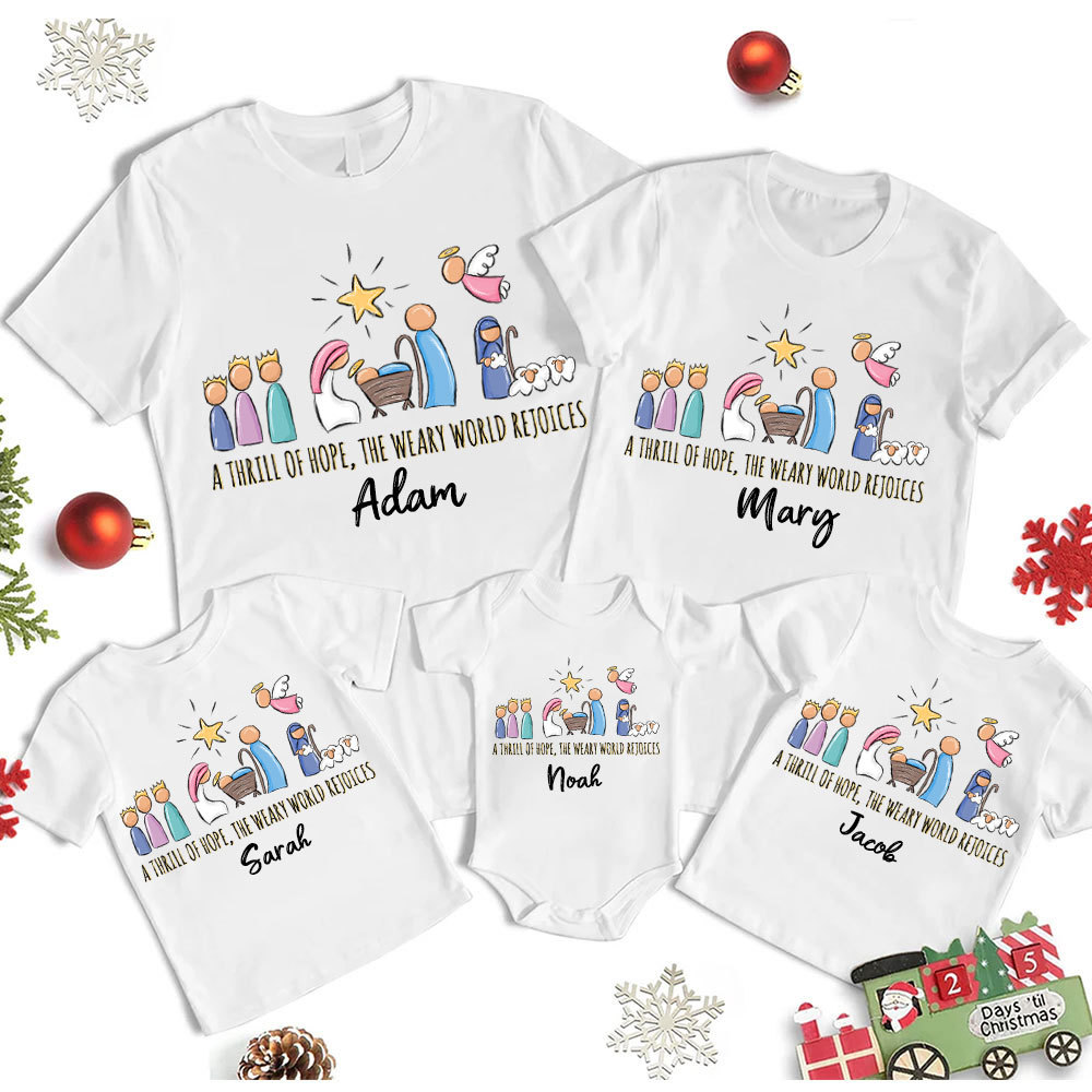 A Thrill Of Hope Christian Christmas Family Matching Shirts