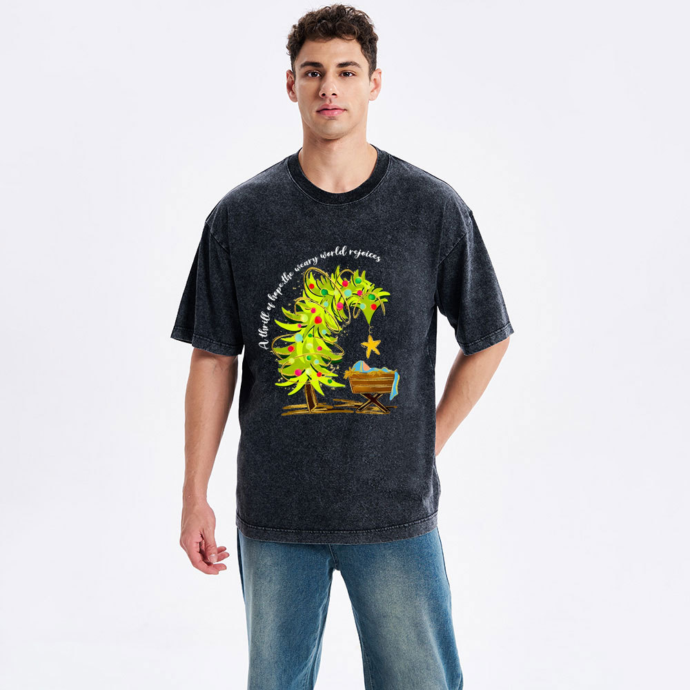 A Thrill Of Hope Christian Christmas Washed T-Shirt