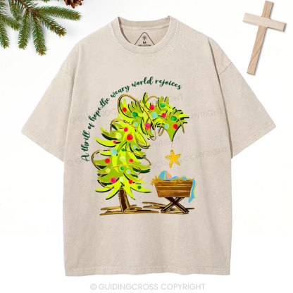 A Thrill Of Hope Christian Christmas Washed T-Shirt