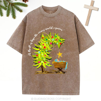 A Thrill Of Hope Christian Christmas Washed T-Shirt