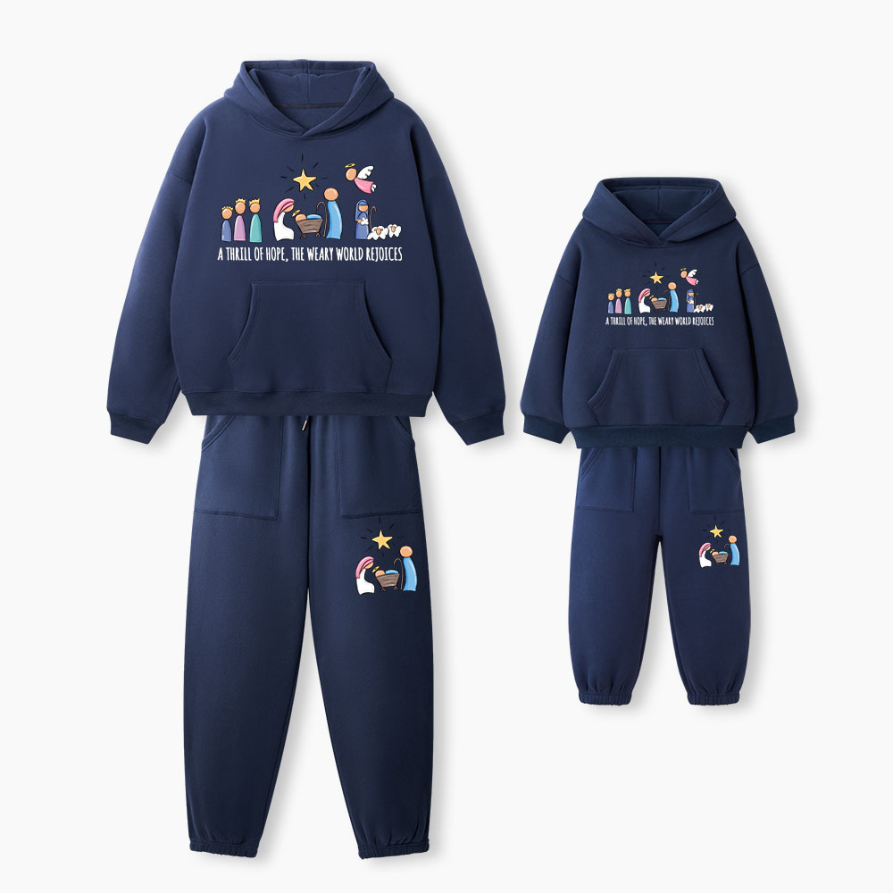 A Thrill Of Hope Christian Premium Matching Fleece Hoodie Set