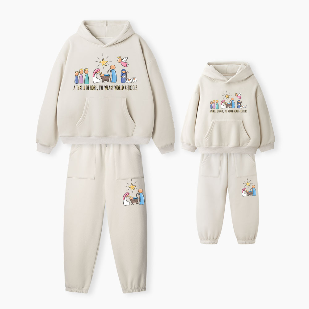 A Thrill Of Hope Christian Premium Matching Fleece Hoodie Set