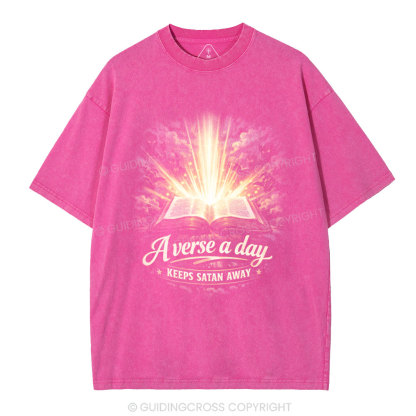 A Verse A Day Keeps Satan Away Christian Washed T-Shirt