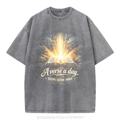A Verse A Day Keeps Satan Away Christian Washed T-Shirt