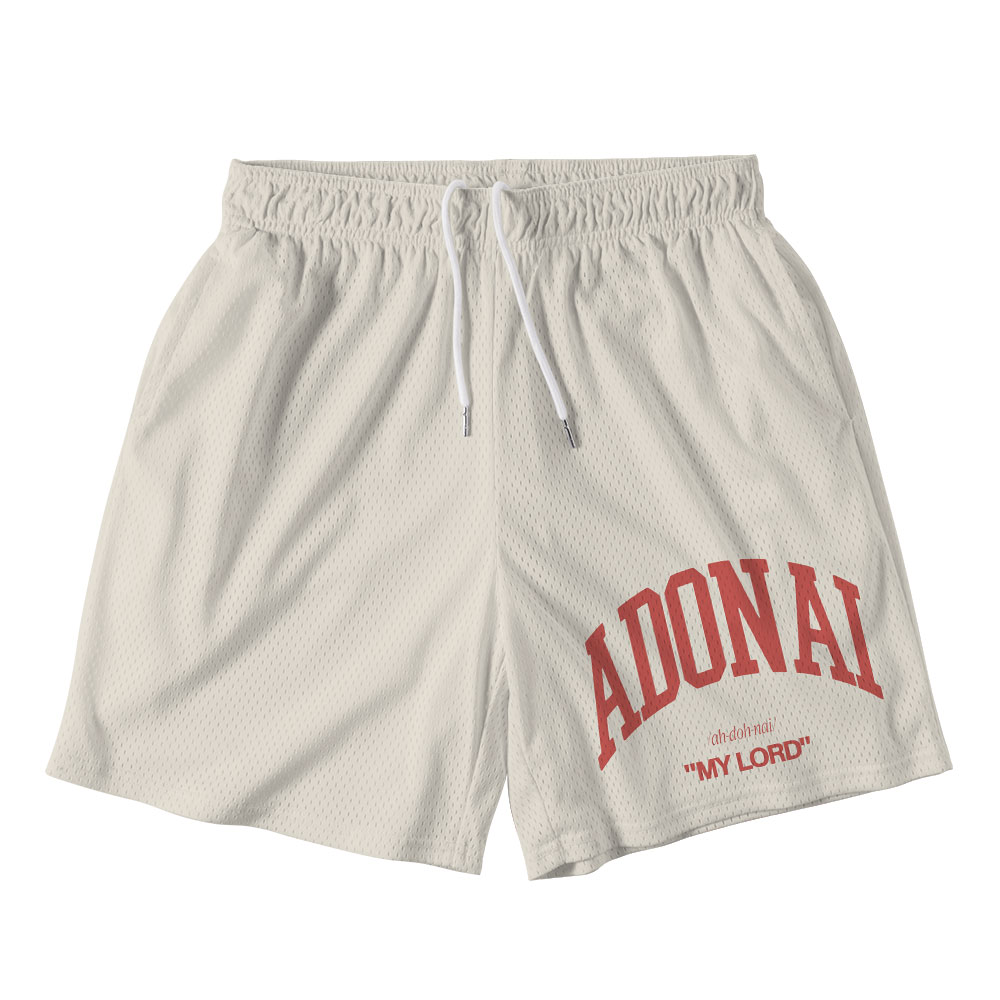 ADONAI My Lord Beige Christian Mesh Shorts