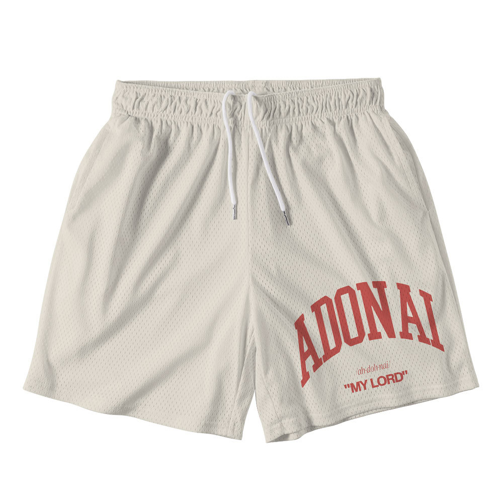 ADONAI My Lord Beige Christian Mesh Shorts