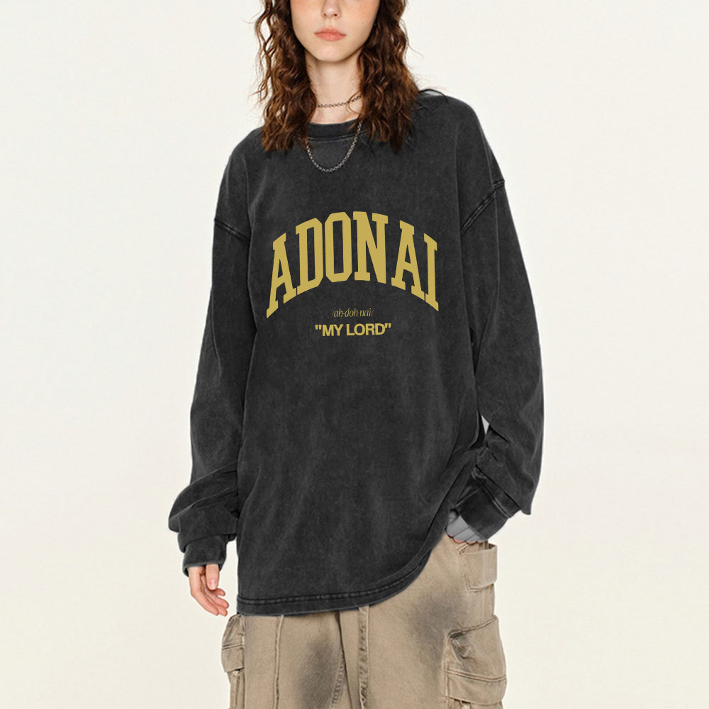 ADONAI My Lord Washed Long Sleeve T-Shirt