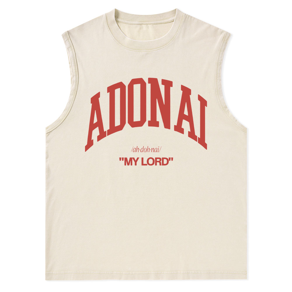 ADONAI My Lord Christian Washed Tank Top
