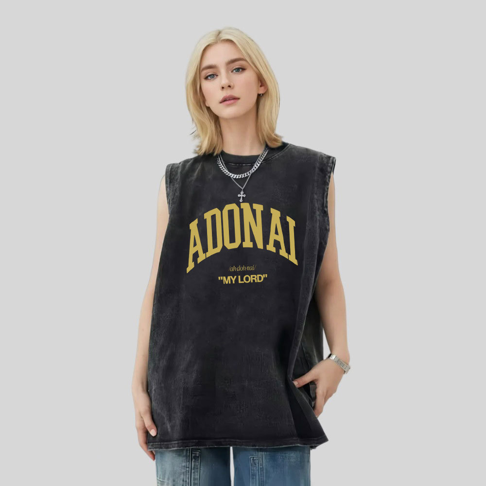 ADONAI My Lord Christian Washed Tank Top