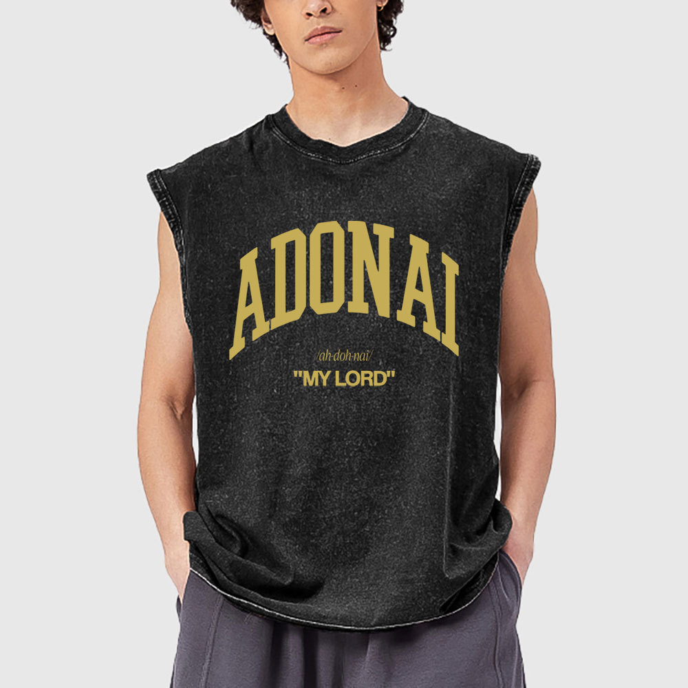 ADONAI My Lord Christian Washed Tank Top