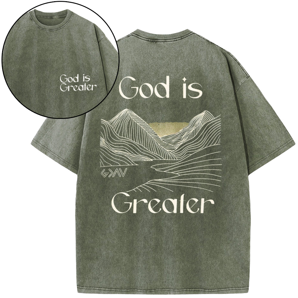 God Is Greater Christian Washed T-Shirt
