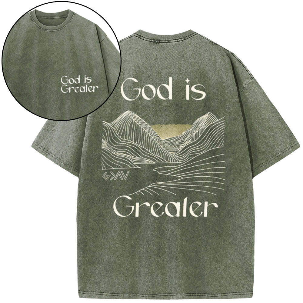 God Is Greater Christian Washed T-Shirt