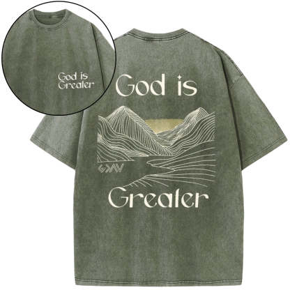 God Is Greater Christian Washed T-Shirt