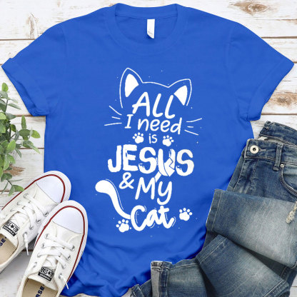 ALL I Need Is Jesus And My Cat Christian T-Shirt