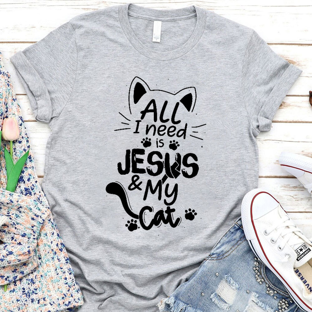 ALL I Need Is Jesus And My Cat Christian T-Shirt