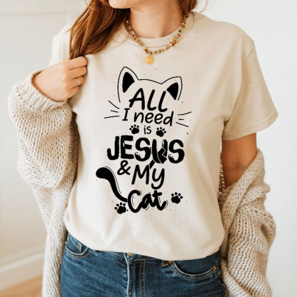 ALL I Need Is Jesus And My Cat Christian T-Shirt