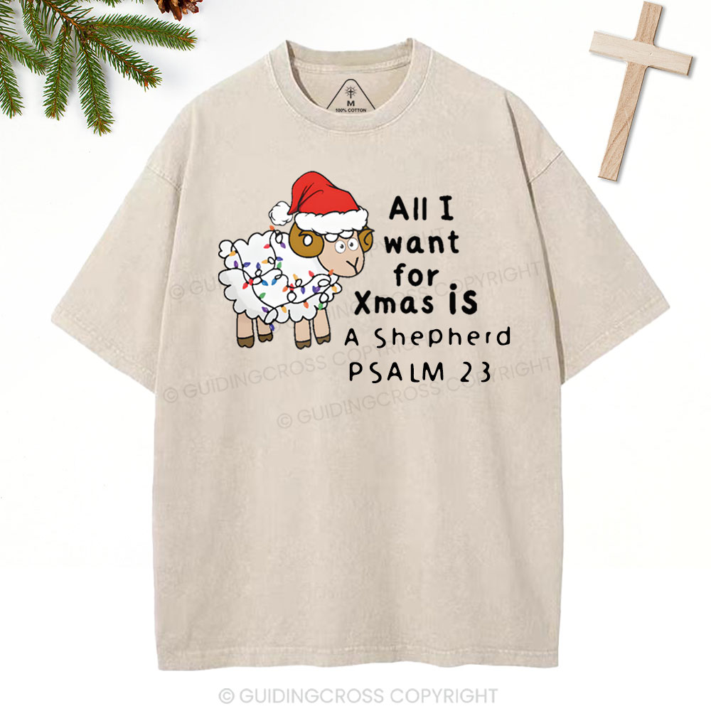 ALL I Want For XMAS Is Shepherd Christian Washed T-Shirt