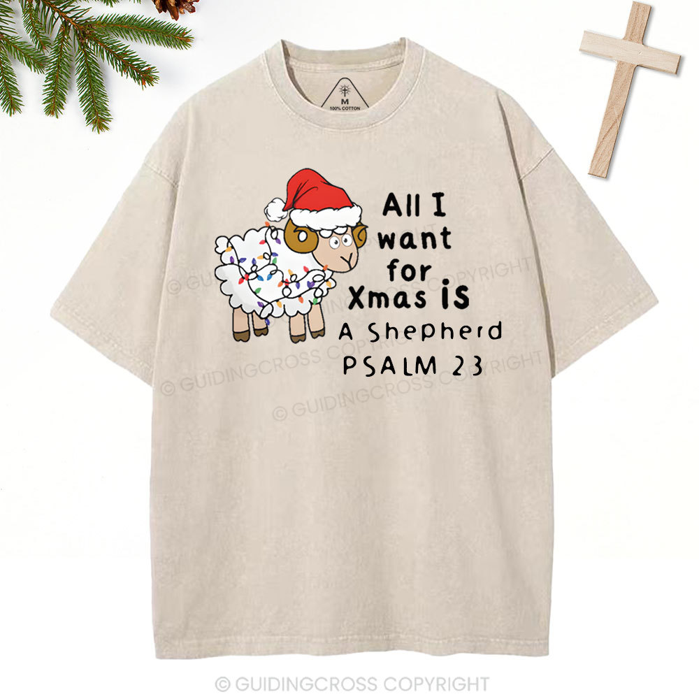 ALL I Want For XMAS Is Shepherd Christian Washed T-Shirt