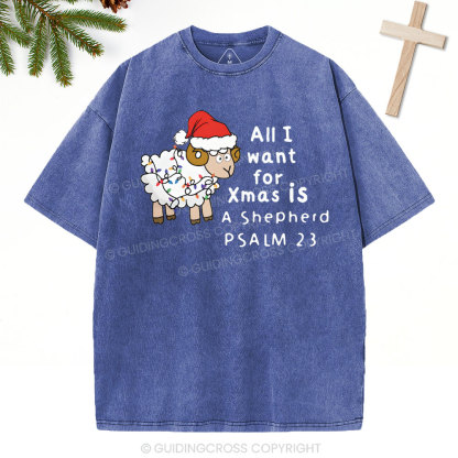 ALL I Want For XMAS Is Shepherd Christian Washed T-Shirt