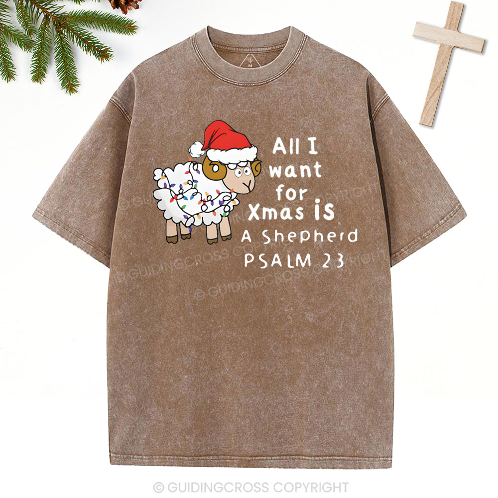 ALL I Want For XMAS Is Shepherd Christian Washed T-Shirt