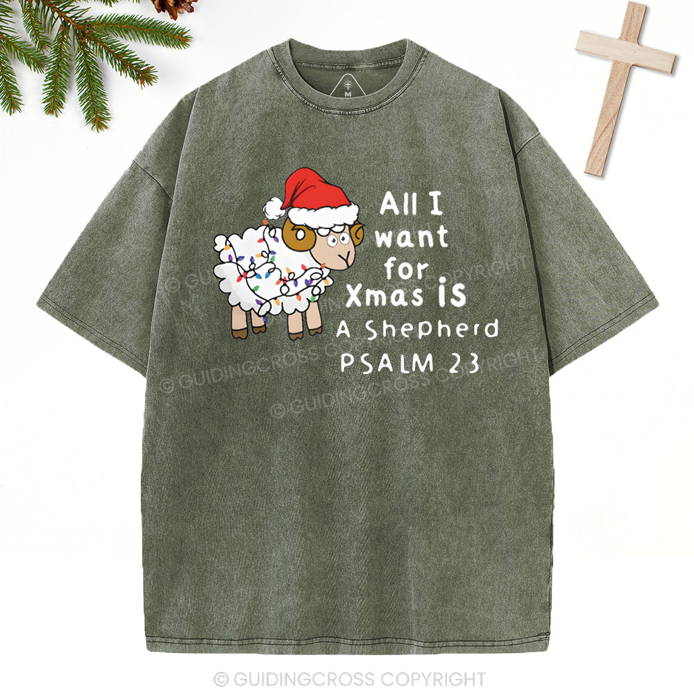 ALL I Want For XMAS Is Shepherd Christian Washed T-Shirt