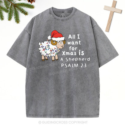 ALL I Want For XMAS Is Shepherd Christian Washed T-Shirt