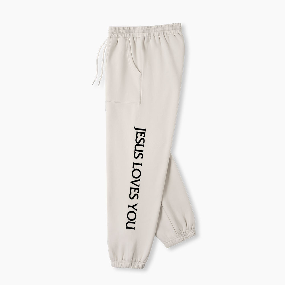 Jesus Loves You Christian Fleece Sweatpants