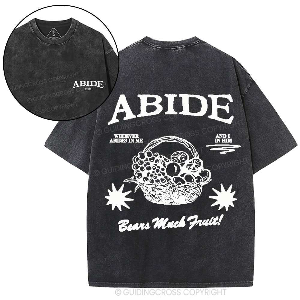 Abide In Him Christian Washed T-Shirt
